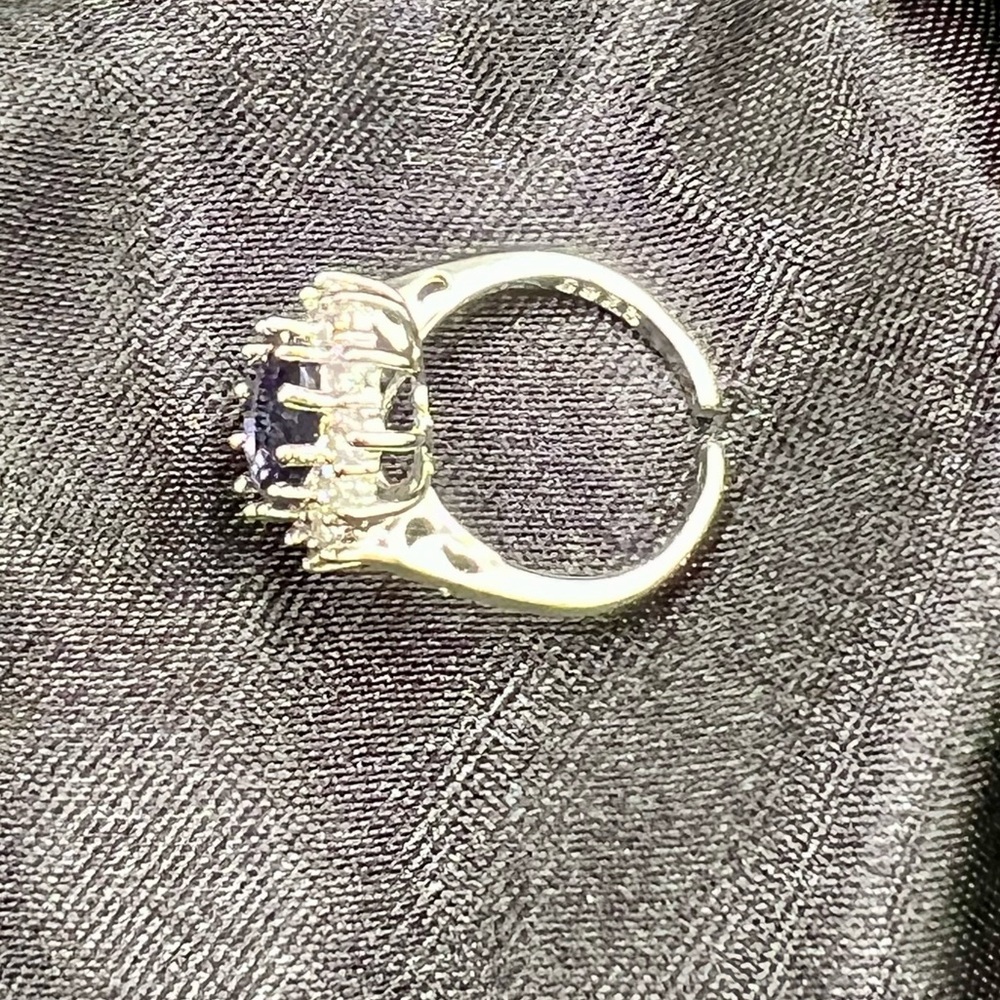 NIB S925 Stamped Amethyst and Zircon Princess Cut Oval Ring - Picture 14 of 15